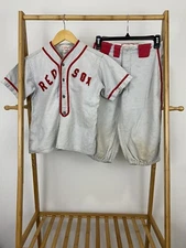 VTG 50s 60s Boston Red Sox Two Piece Baseball Wool Jersey Size YOUTH S