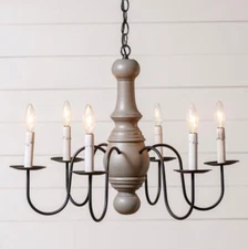 Maple Glenn 6 Arm Chandelier in Earl Gray. Country, Rustic Chic Chandelier 