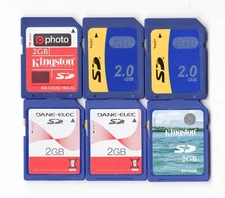 Lot Of 6x Dane-Elec ATP Kingston 2GB SD Camera Memory Cards