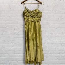 VTG Watters & Watters 90s Green Silk Dupioni Formal Dress Full Length Prom Sz 14