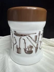 Milk Glass Tobacco Humidor Canister Jar Brown Plastic Lid Pipe Holder Vintage