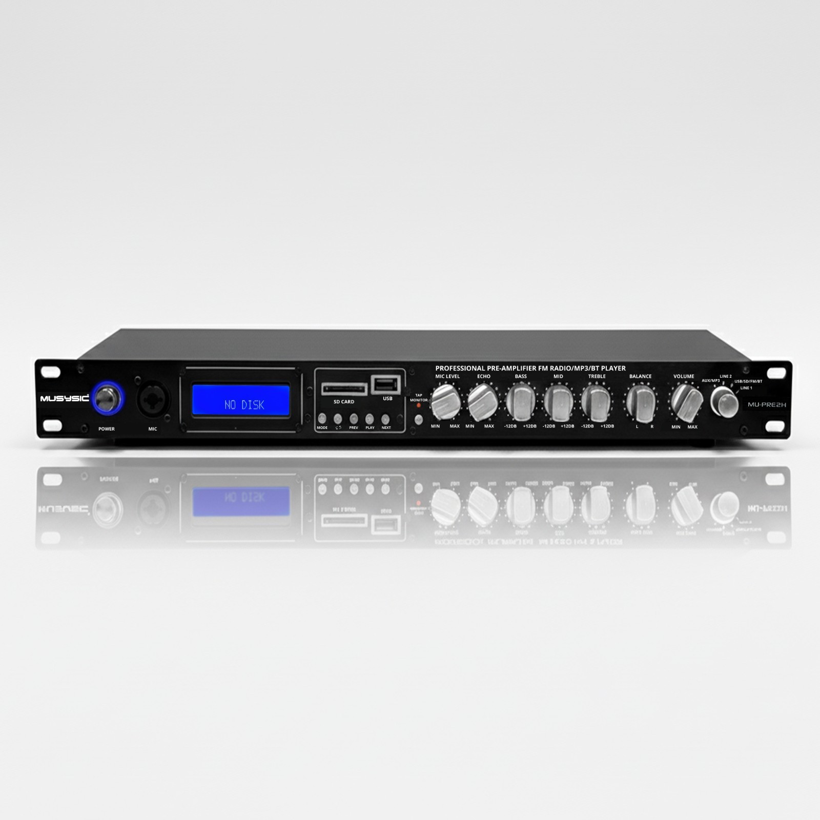 MUSYSIC Professional Audio Sound Processor Preamp Pre-Amplifier USB/SD/Bluetooth