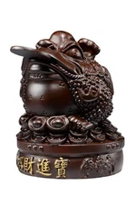 Feng Shui Three-Legged Money Frog Statue Metal Golden Toad Wealth Prosperity Fig