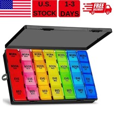 New 4 Times A Day Weekly Pill Organizer Box Travel 7-Day Daily Pill Container