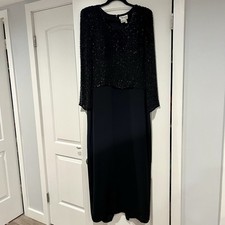 JOVANI Size 14 Black Beaded mother of the bride dress Modest Formal Black Tie