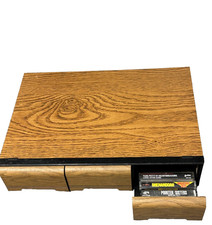 Vintage Woodgrain Cassette Tape Storage Box With Black Trim  Drawers