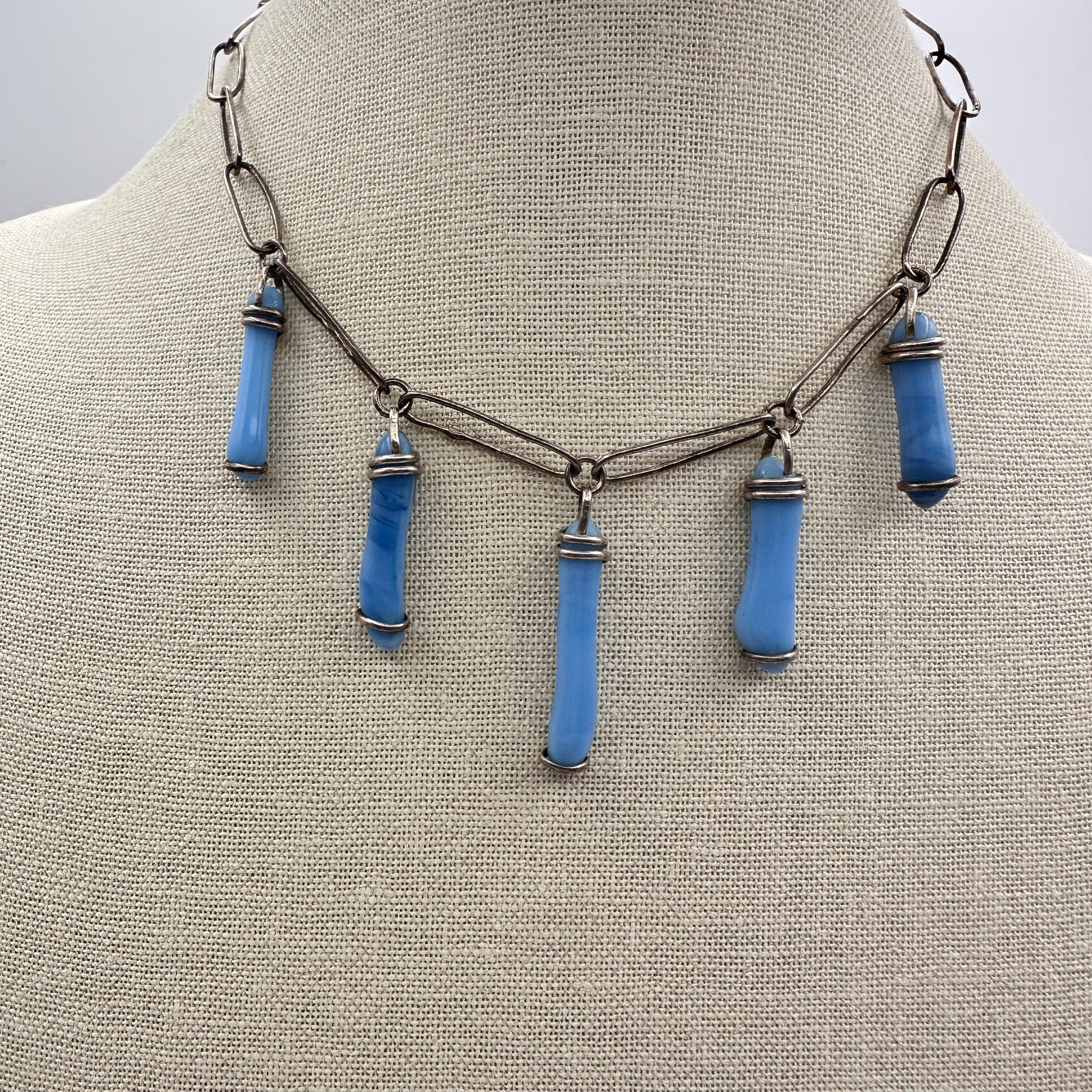 Vintage 90s Rectangle Link Chain Statement Neckla… - image 6