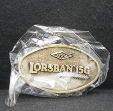 WF13140 NOS VINTAGE 1970s LORSBAN 15G GRANULAR INSECTICIDE BRASS BELT BUCKLE
