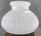Antique Ribbed Milk Glass Student Oil Kerosene Lamp Shade 6 7/8"W Fitter 6"H