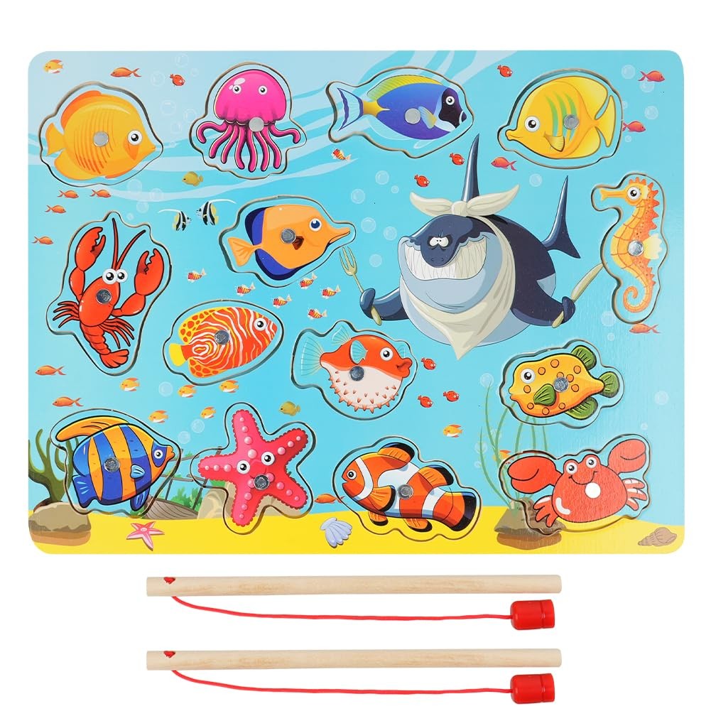 Jouets en bois jeu de pêche pour développer la motricité des enfants