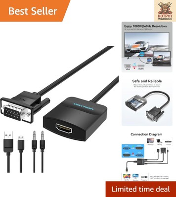 Reliable VGA to HDMI Converter with Audio, 1080P, Male to Female Configuration