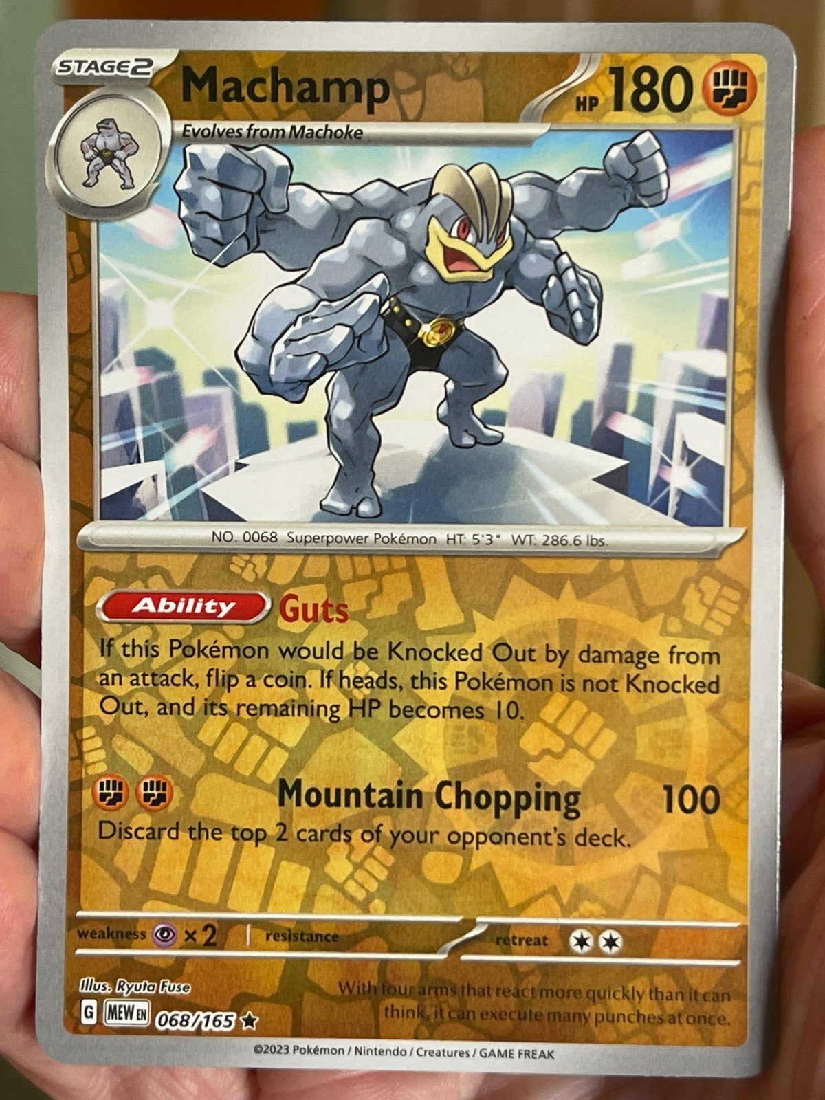 POKEMON MACHAMP #068/165 RARE REVERSE HOLOFOIL NM CARD SCARLET & VIOLET 151 CARD