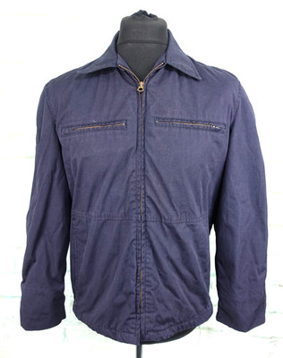 Vintage 1974 US Navy Herren gefütterte dunkelblau Deck Utility Jacke 38R
