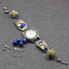 Bracciale Nativi Americani Pietra Lapislazzuli Argento Sterling E Orologio Cherokee