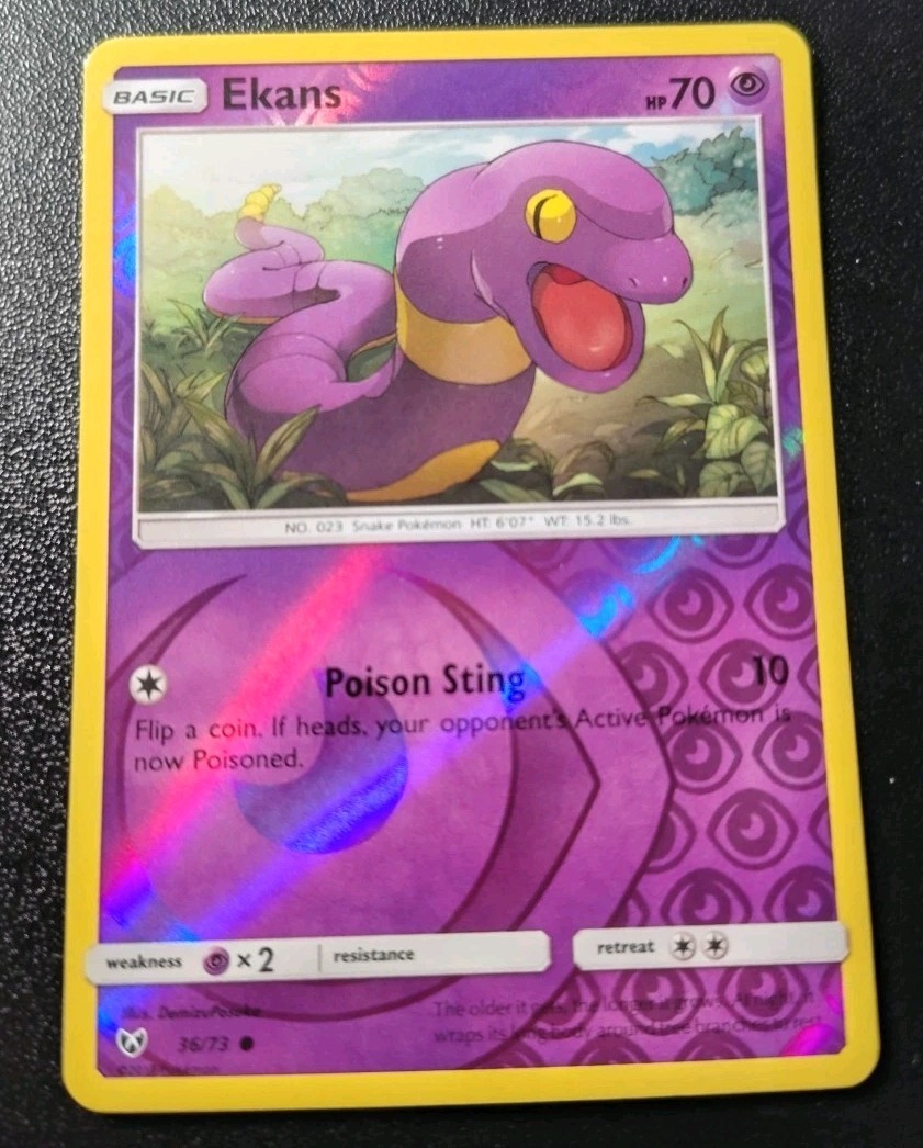 Pokemon Shining Legends Ekans Reverse Holo Common Card 36/73 NM