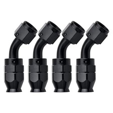  PTFE Hose End Fitting 45 Degree Black for PTFE Hose Only 4PCS 6AN 45Degree