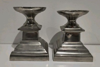 2 Culinary Concepts silberfarben quadratischer Sockel moderne Kerzenständer Paar Halter