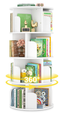 360 Rotating Bookshelf 4 Tier Book Tower Corner Storage Shelf Narrow