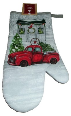 CHRISTMAS OVEN MITT~ HAPPY HOLIDAY FARMS ~ 7'' X 12''