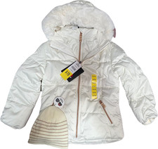 NEW Girls Size S 7/8 Gerry Hooded Winter Jacket With Matching Hat Powder White