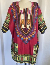 African Shirt Dashiki Print Men Women Succunct Hippie Top Blouse Free size