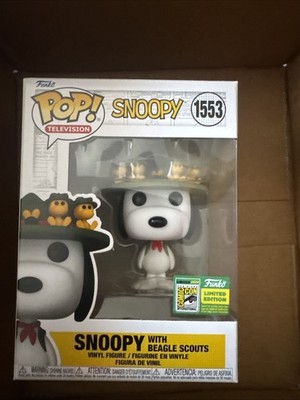 FUNKO POP! SDCC 2024 SNOOPY WITH BEAGLE SCOUTS #1553 W/POP PROTECTOR 