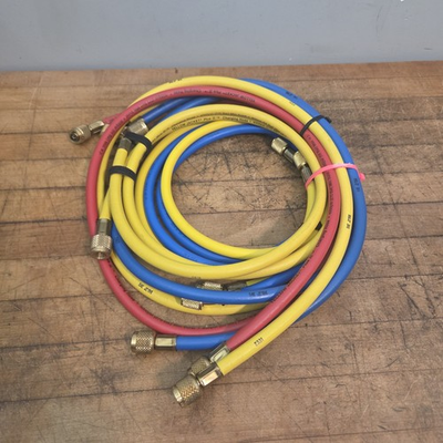 #ad #ad Yellow Jacket Plus II Charging Hose Set 3 Brass Hoses Red Blue Yellow 4000 psi $46.00