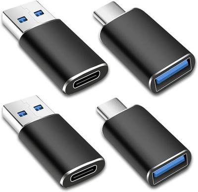 SheraF 4 Pack USB to C OTG Adapter, 2Pack Type C Female A Male Black 