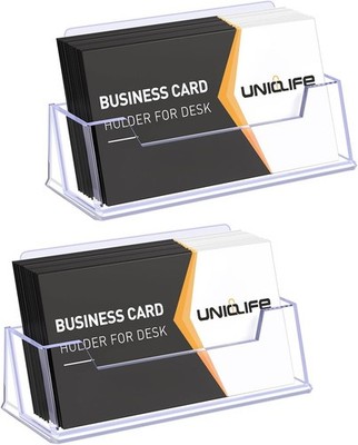 2 Pack Acrylic Business Card Holder for Desk 1 Slot Clear Business Card Display