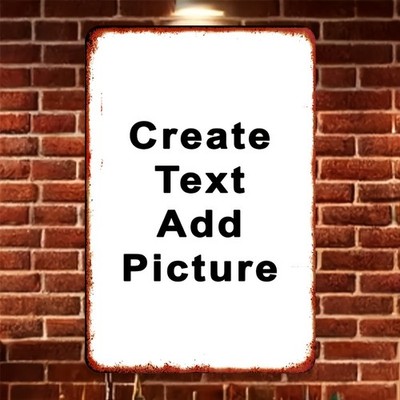 2D Flat Customizable Rustic Vintage Metal Wall Plaque Personalized Text/Image  