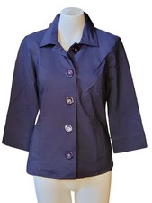 Dana Buchman Womens Blazer Jacket Size 6 Navy Blue 3/4 Sleeve Buttons Tailored