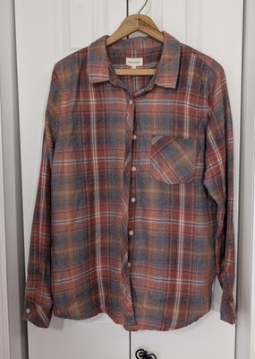 Thread & Supply Women's Size Large Plaid Shirt Orange