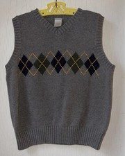 Gymboree Argyle Gray Cotton Knit Sweater Vest Boys Sz 7-8 M Preppy Classic