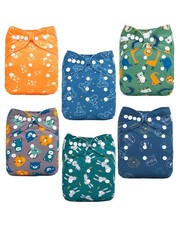 ALVABABY Baby Cloth Diapers 6 Pack with 12 Inserts Cloth Diaper Covers Adjustabl