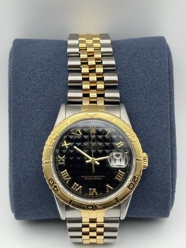 Rolex Datejust Turn-O-Graph Thunderbird 16263 Black Pyramid Di...