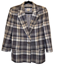 Celine Paris Vintage Plaid Wool Blazer Made i...