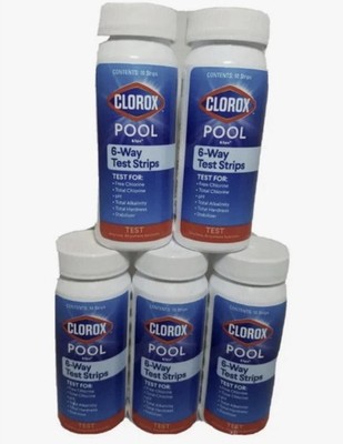 Clorox Pool & Spa 6-Way Test Strips pack of 5, 10 Ct each bottle (50 total)  