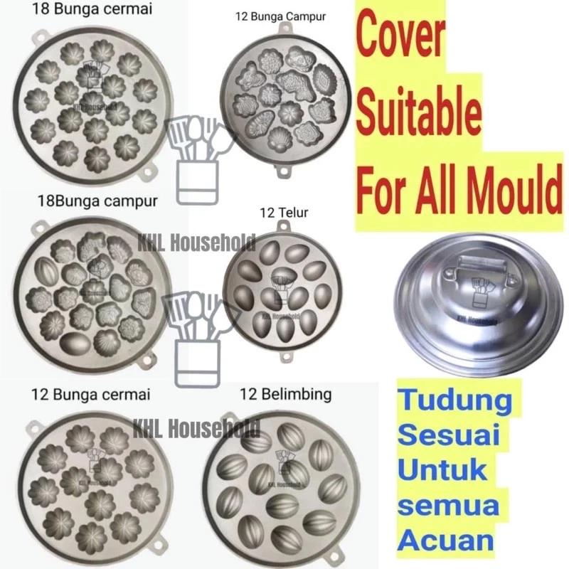 Thick Aluminium Bahulu Mould – Round 12/18 Cups | 9” Kuih Cara / Bahulu Pan