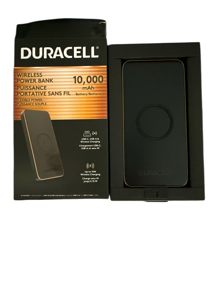 Banco de alimentación portátil Duracell inalámbrico multipuerto cargador núcleo 10 10.000 mAh Foto 2 de 2