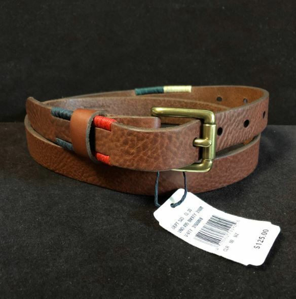 Caputo & Co. Mens Handmade Stitched Edge Belt Brown Leather Size 32 - for  sale online