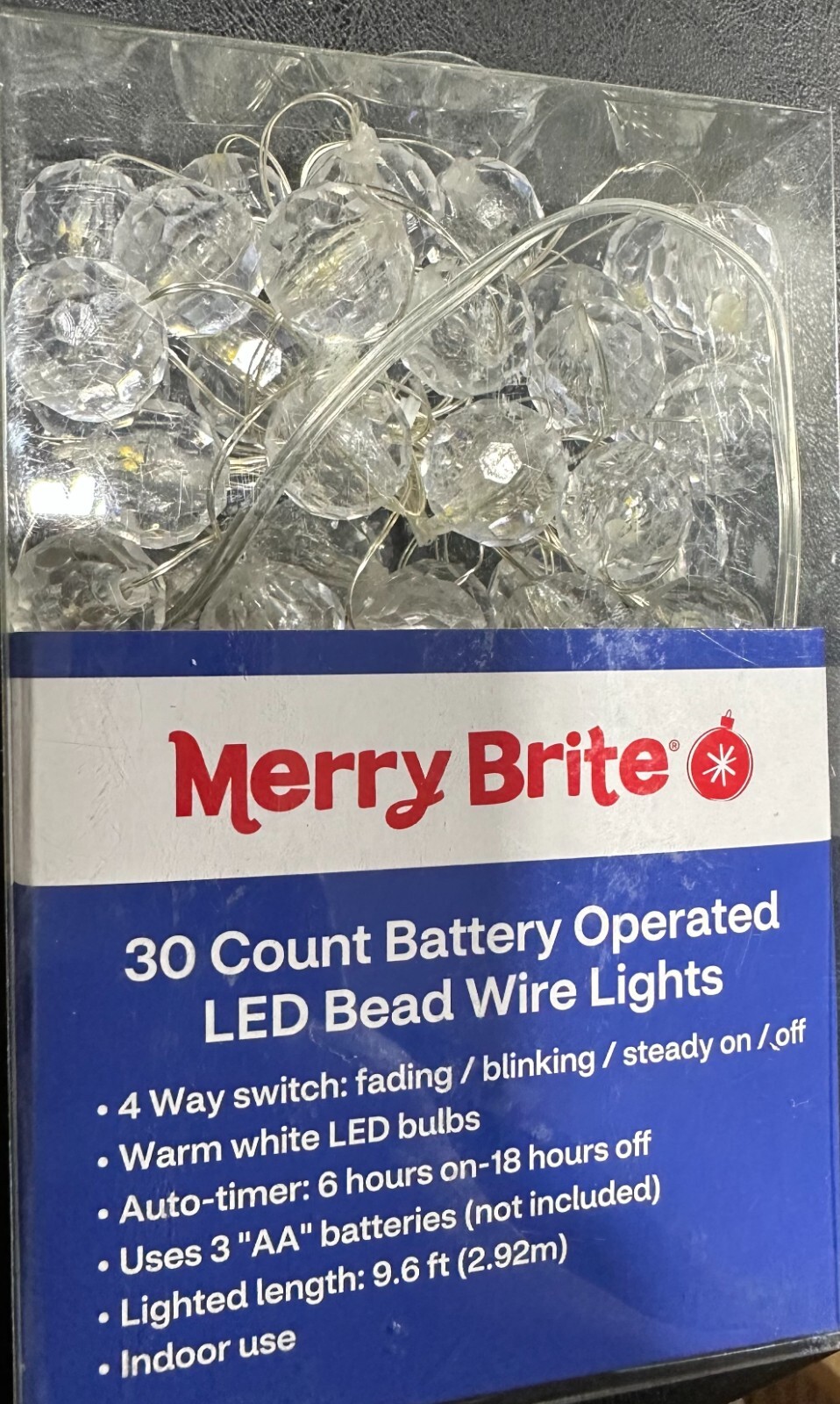 Merry Brite 30 Count Battery Operated LED Bead Wire Lights eBay