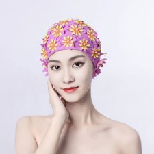 Floral Petal Swim Cap Vintage Swimming Cap Elastic Flower Swimming Cap Unisex