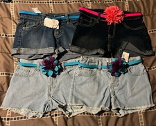 The Children s Place Girls Size 8 Lot 4 Pairs Denim Shorts Adjustable Waist New