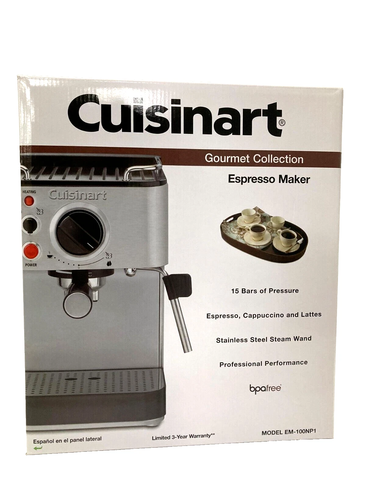 Cuisinart Manual Espresso Maker, 1.66 Quart, EM-100NP1 Stainless Steel