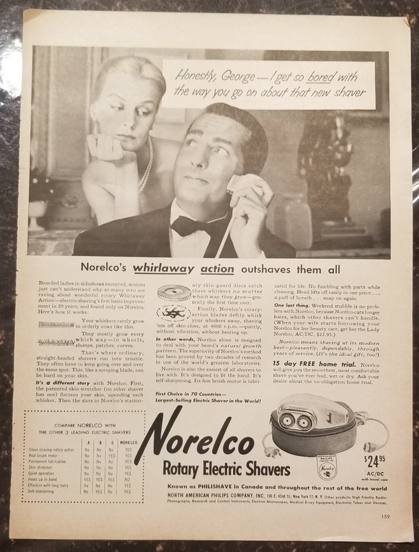 Norelco 4 print ads Life The Saturday Evening Post Colliers 1954-1959