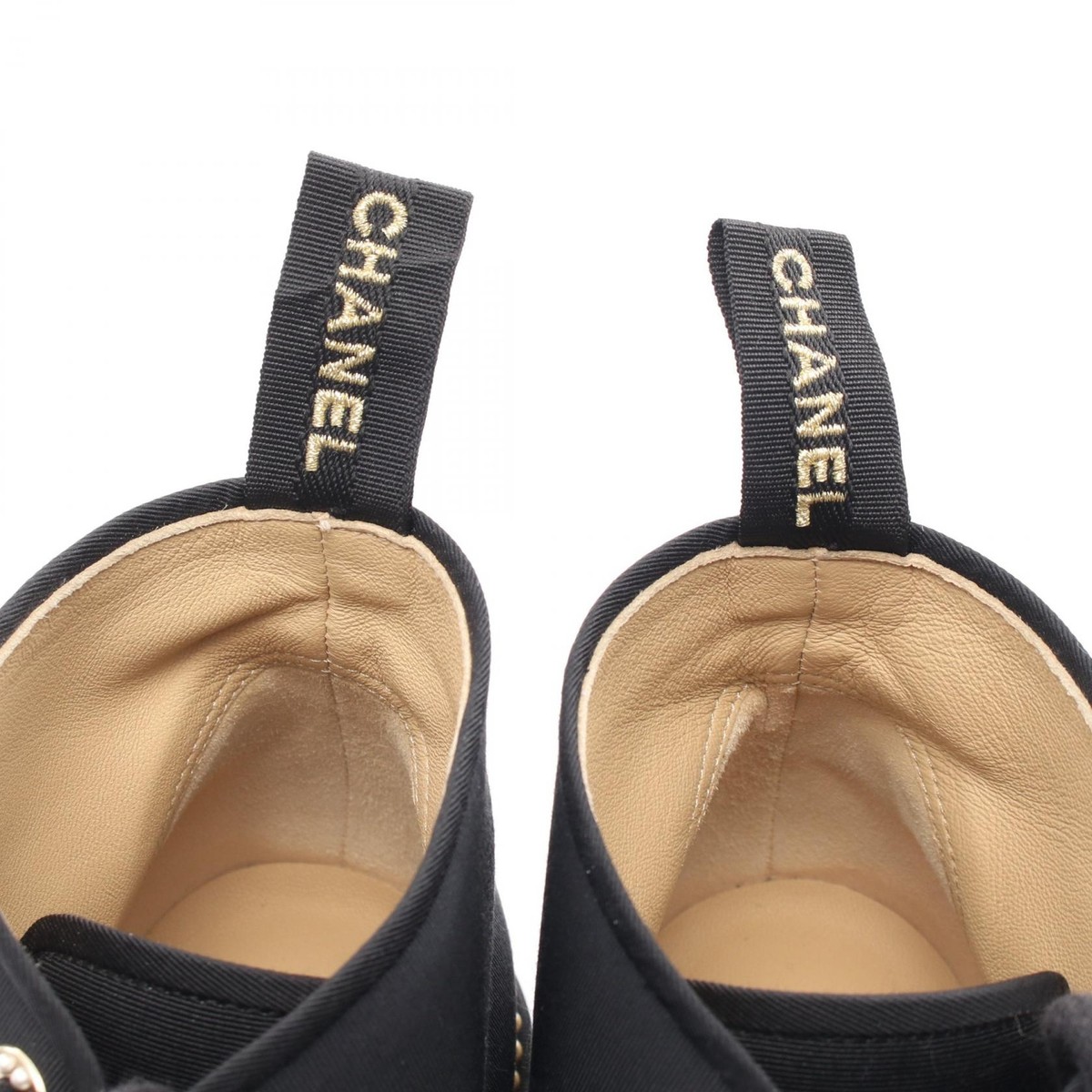 coco様 CHANEL COCO Mark boots G35367 Fabric Black Used Women | eBay