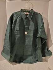 DICKIES 575K-Long Sleeve Pockets WORK SHIRT-18 Medium-Forest Green-USA Made-NWT