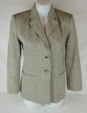 Talbots Petites Gray Fully Lined 2 Button Wool Blend Blazer Women's Size 4 EUC