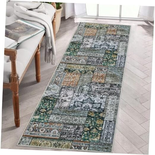 Washable 2x6 Vintage Grey Runner Rug for Hallway Kitchen Non-Slip Washable 2x6 Vintage Grey Runner Rug for Hallway Kitchen Non-Slip