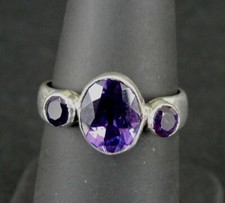 Ring Silver Purple Cubic Zirconia Stones Sterling 925 Size 7.75 Ring Band